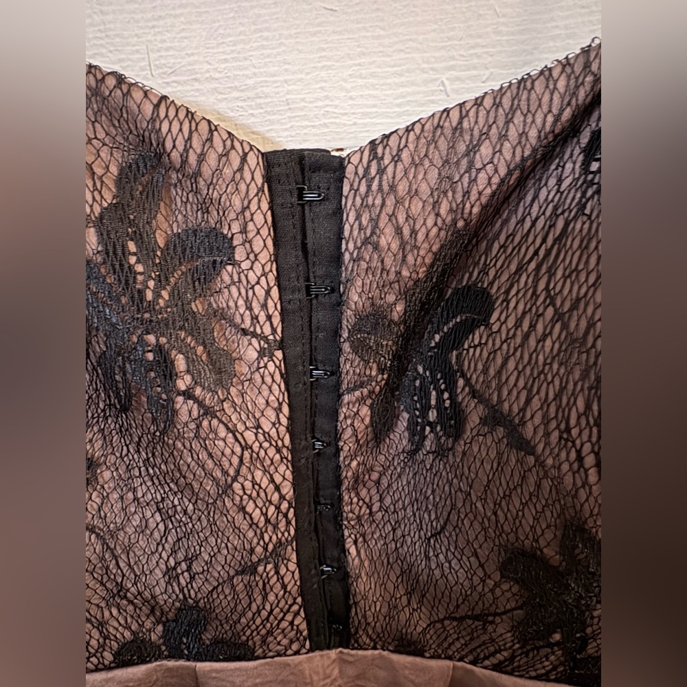 BCBGeneration Lace Bodice Taupe Cocktail Dress with Pockets Size 8 - Picture 3 of 8
